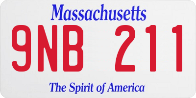 MA license plate 9NB211