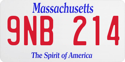 MA license plate 9NB214