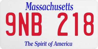 MA license plate 9NB218