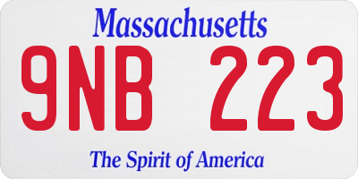 MA license plate 9NB223