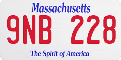 MA license plate 9NB228