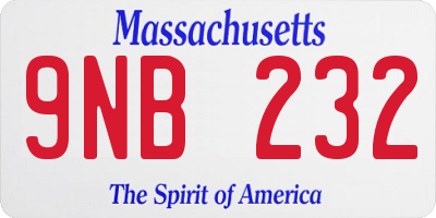 MA license plate 9NB232