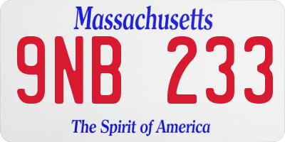 MA license plate 9NB233