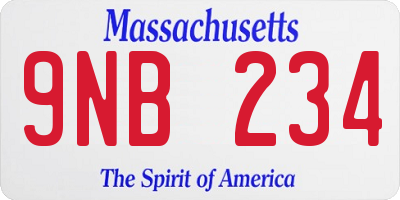 MA license plate 9NB234
