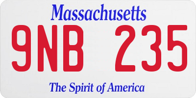 MA license plate 9NB235