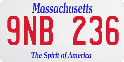 MA license plate 9NB236