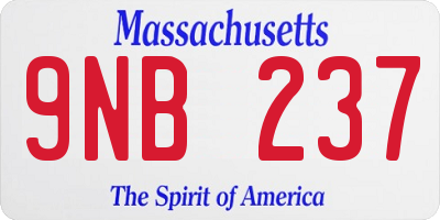 MA license plate 9NB237
