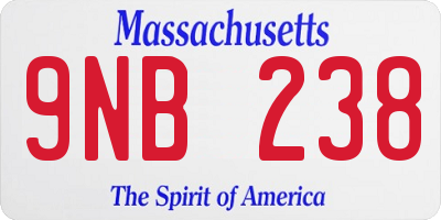 MA license plate 9NB238