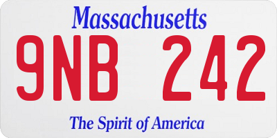 MA license plate 9NB242