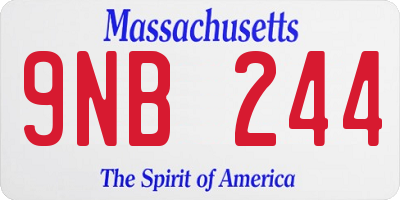 MA license plate 9NB244