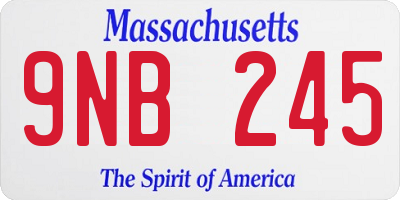 MA license plate 9NB245