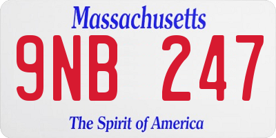 MA license plate 9NB247