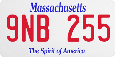 MA license plate 9NB255