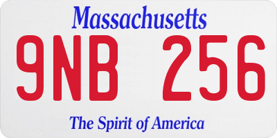 MA license plate 9NB256