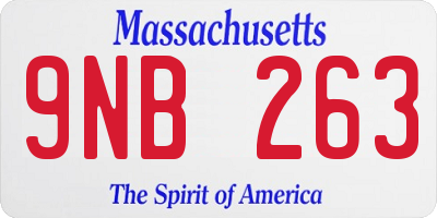 MA license plate 9NB263