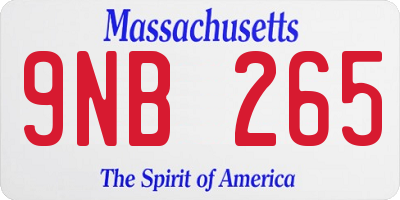 MA license plate 9NB265