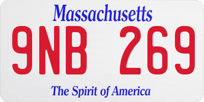 MA license plate 9NB269