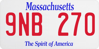 MA license plate 9NB270