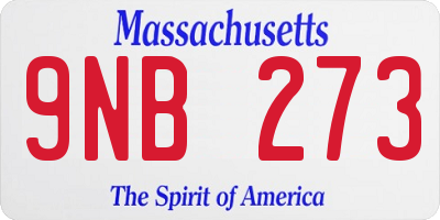 MA license plate 9NB273