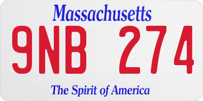 MA license plate 9NB274