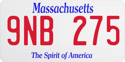 MA license plate 9NB275