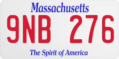 MA license plate 9NB276
