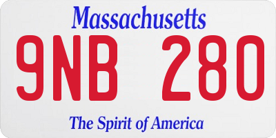 MA license plate 9NB280