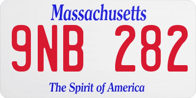 MA license plate 9NB282