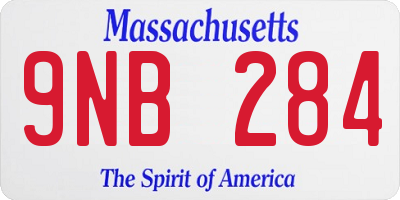 MA license plate 9NB284