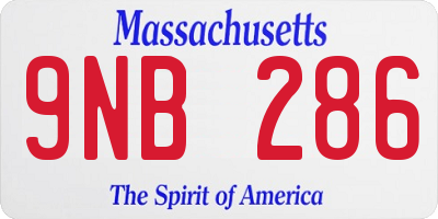 MA license plate 9NB286
