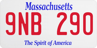 MA license plate 9NB290