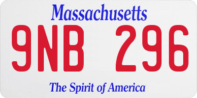 MA license plate 9NB296