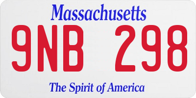 MA license plate 9NB298