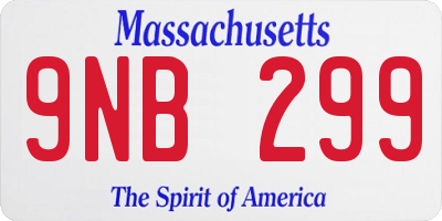 MA license plate 9NB299