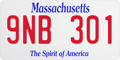 MA license plate 9NB301