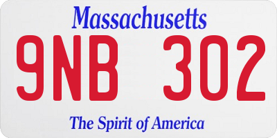 MA license plate 9NB302