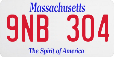 MA license plate 9NB304