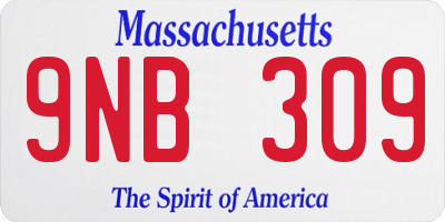 MA license plate 9NB309