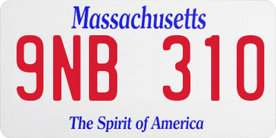 MA license plate 9NB310
