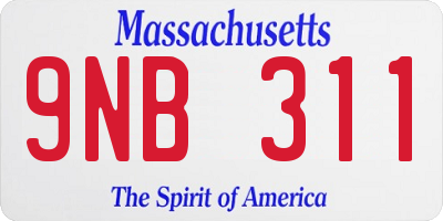 MA license plate 9NB311