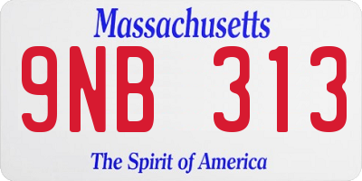 MA license plate 9NB313