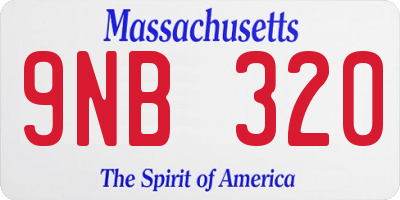 MA license plate 9NB320