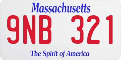 MA license plate 9NB321