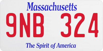 MA license plate 9NB324