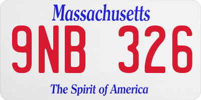 MA license plate 9NB326