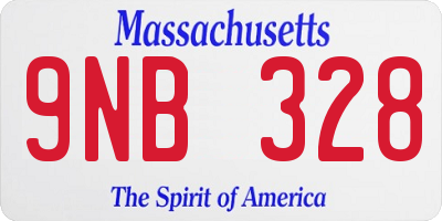 MA license plate 9NB328