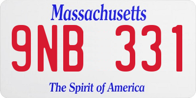 MA license plate 9NB331