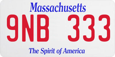 MA license plate 9NB333