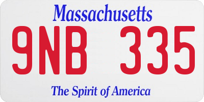 MA license plate 9NB335