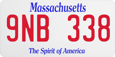 MA license plate 9NB338
